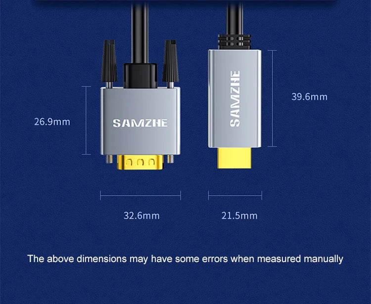 HDMI to VGA Cable Adapter 1080P – Male to Male Video & Audio Converter for Projector, Monitor, Laptop & PC