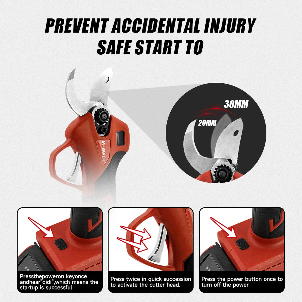 18V Brushless Cordless Electric Pruning Shears – 30mm Power Cutter with LED Display - Milwaukee Batteries