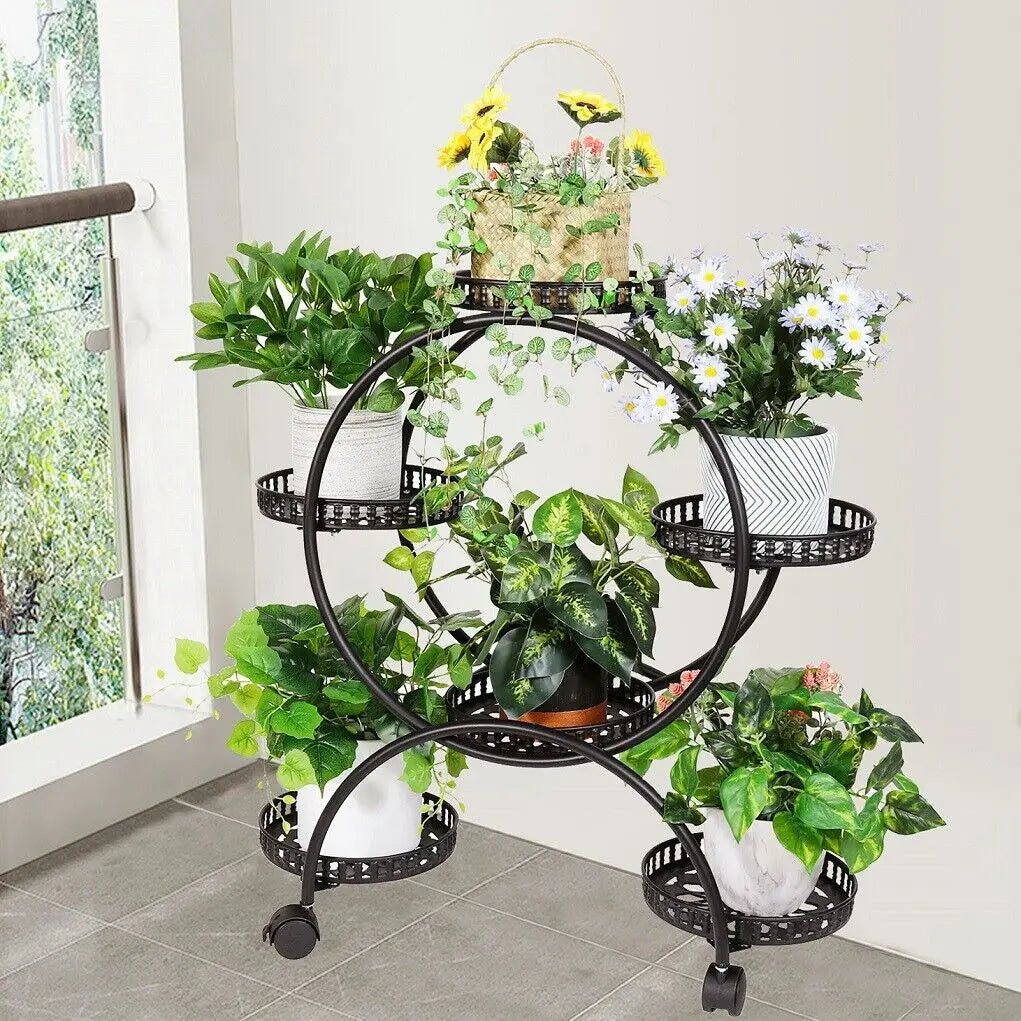 4 Tier Rolling Plant Stand with 6 Pots by Snagg A Rack