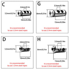 Steel Wire Rope Clamps 1–3mm Double Hole | Suspension Cable Clip Screw Adjustment Telescopic Lock 10pcs