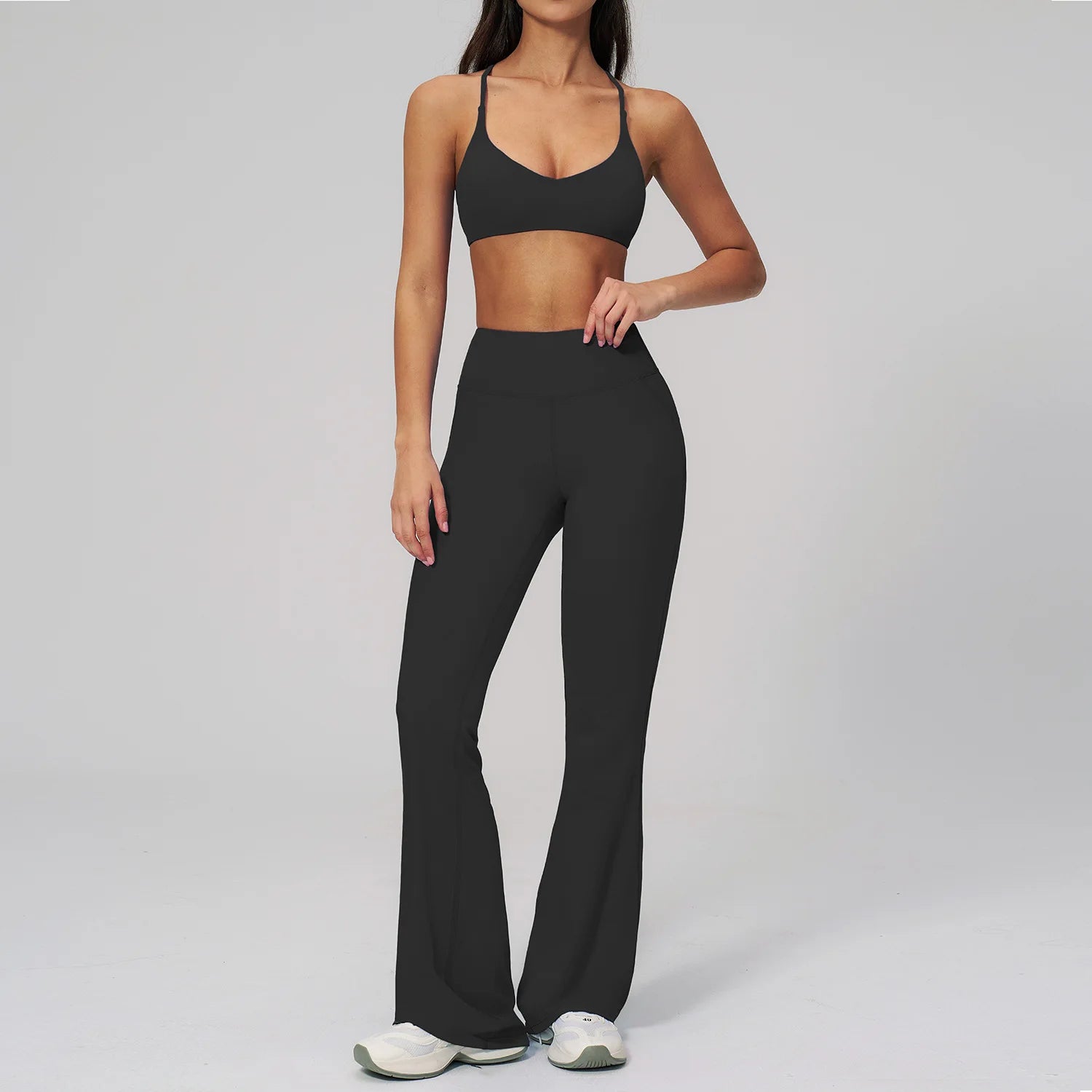 Women's 2-Piece Athletic Yoga Set | Running Leggings & Sports Bra Breathable Gym Fitness Wear