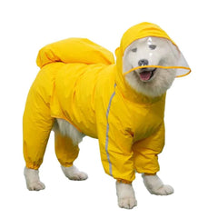 Hooded Waterproof Dog Raincoat – Full-Cover Jacket with Removable Tail Cover for Large Dogs (Up to 10XL)
