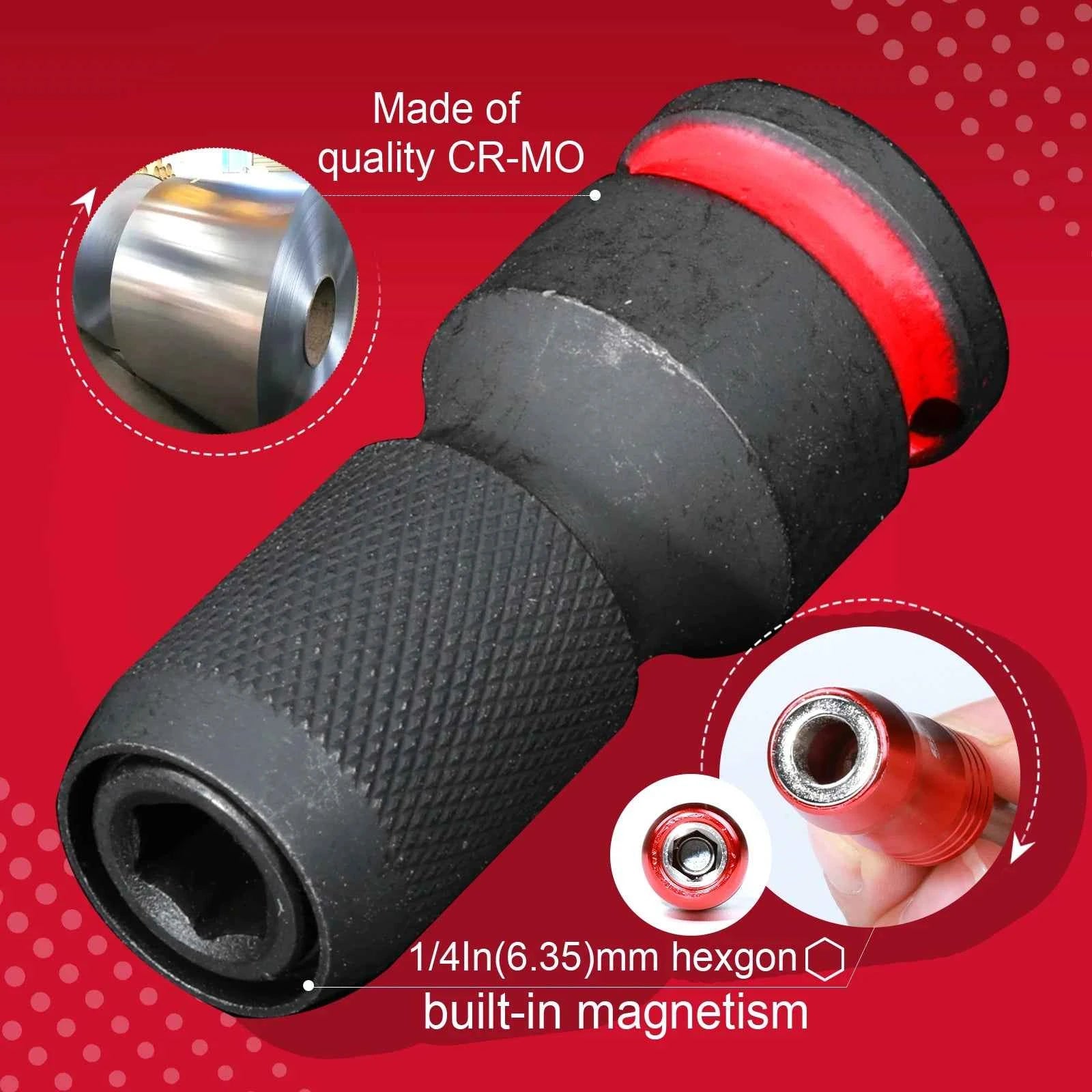 Professional Impact Square-to-Hex Bit Holder Set | 1/2", 3/8" & 1/4" Quick-Release Adapters