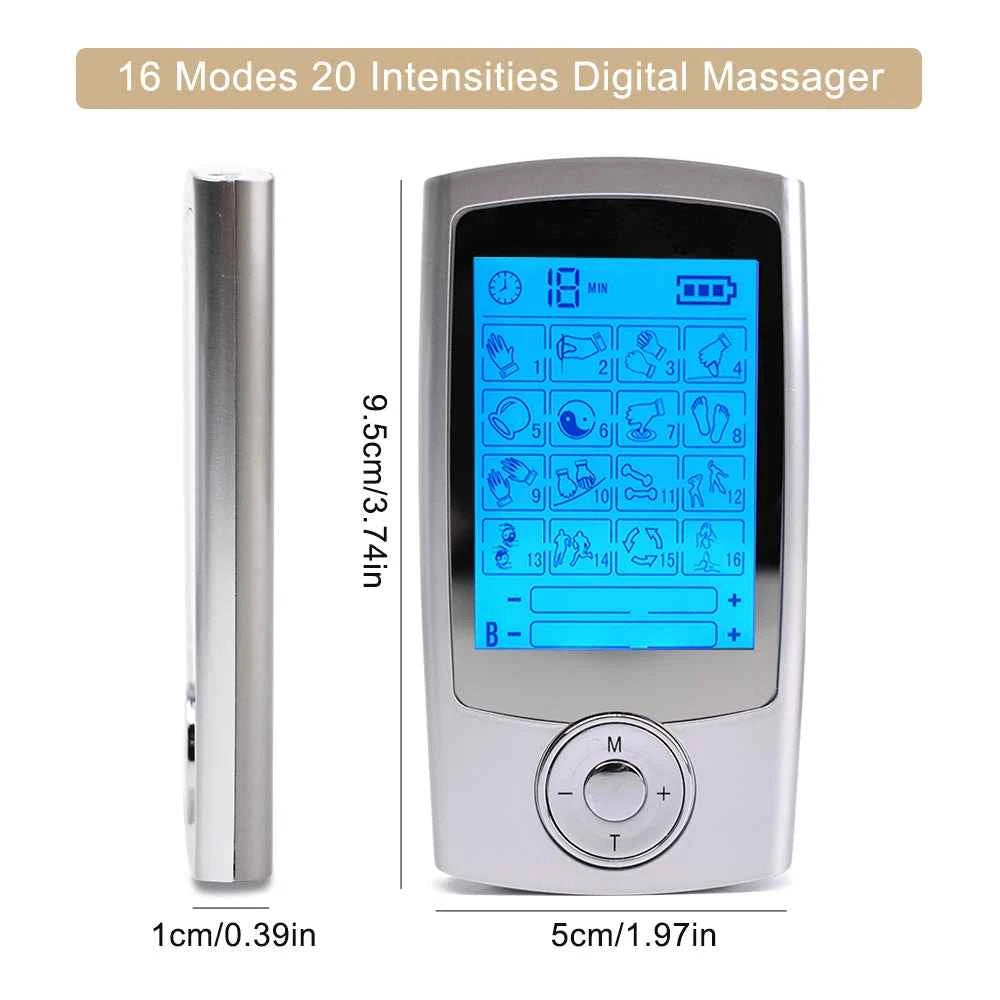 Digital TENS & EMS Muscle Stimulator – 16 Mode Dual Channel Therapy Device