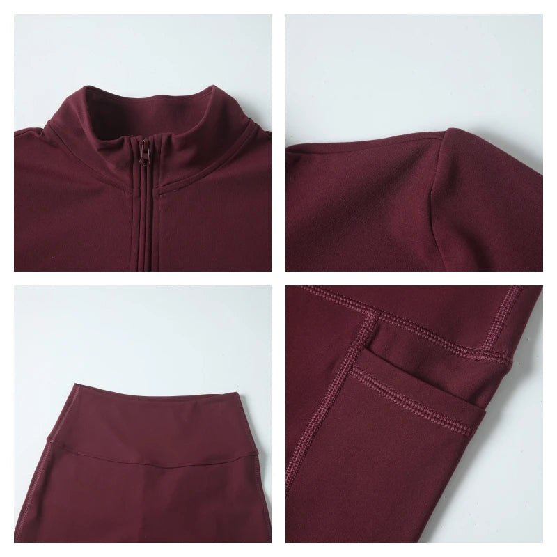 Women's Long Sleeve Workout Suit | Quick-Dry Gym Bra & Short Tracksuit Running Yoga Clothes Set