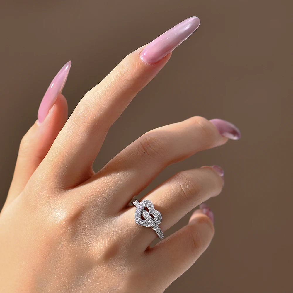 Heart-Shaped Full Moissanite Ring
