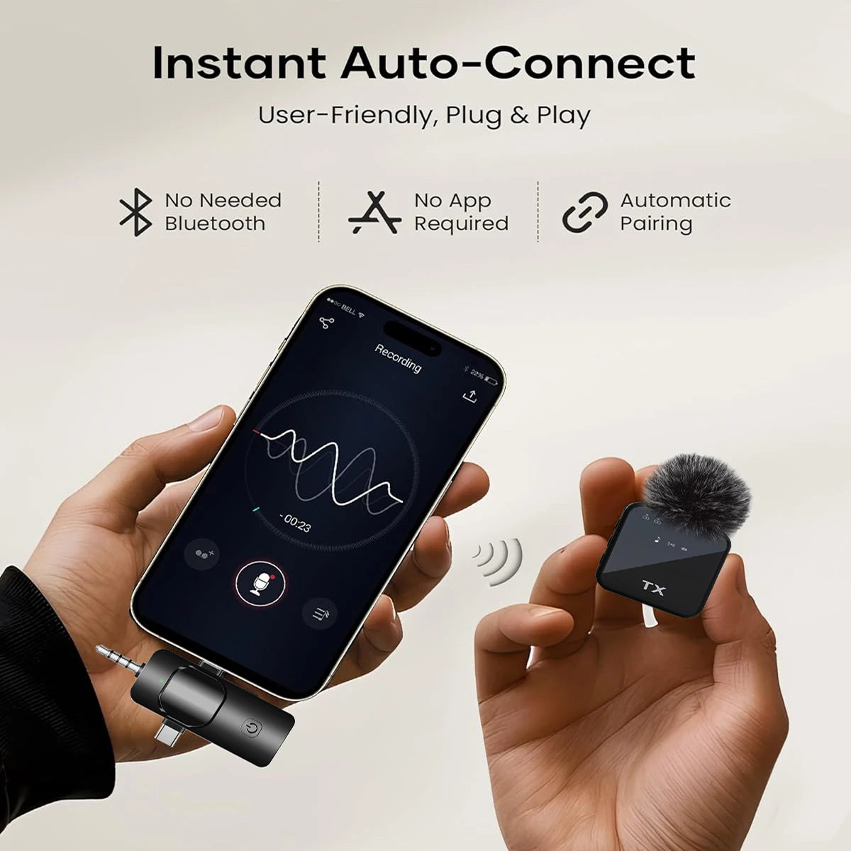 3 in 1 Wireless Lavalier Microphone – Clip-On Mic with Noise Reduction by Snagg A Microphone