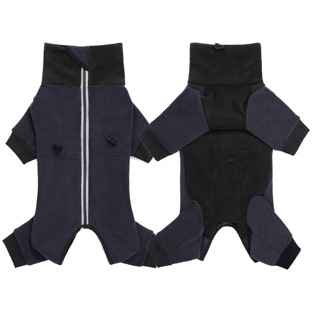 Fleece Dog Jumpsuit with Closed Belly – Warm Winter Overalls for Small Dogs (Cuttable Panel)