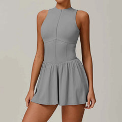 Women's Backless Sports Jumpsuit | Zipper Yoga Romper Sleeveless One-Piece Workout Bodysuit