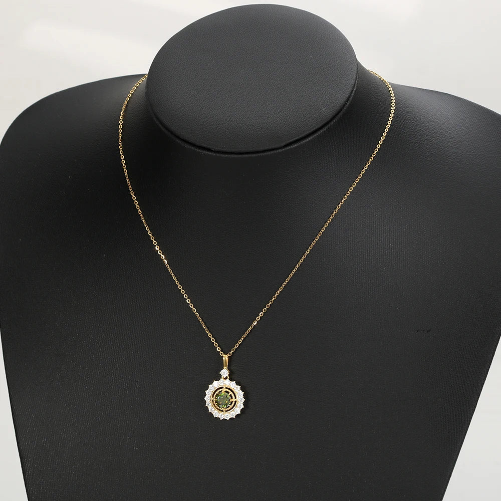 1ct Green Moissanite Pendant Necklace