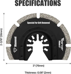 5pcs Diamond Multitool Blades with Adapter | Universal Quick-Release Grout Removal for Soft Tile Cement