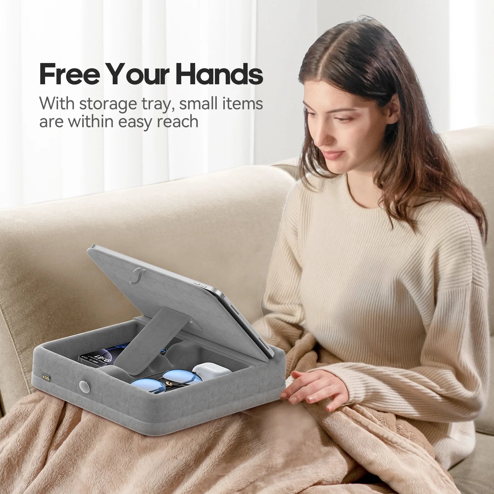 Tablet Pillow Stand with Storage by Snagg A Tablet Holder