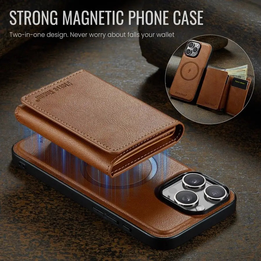 MagSafe Compatible Detachable Leather Wallet Case For iPhone Series by Snagg A MagSafe Wallet
