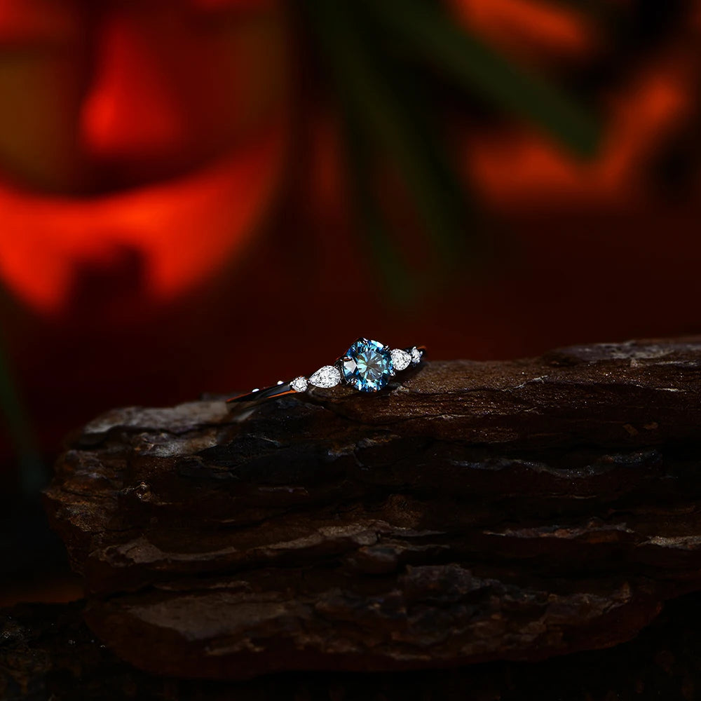 Colorful 5.0mm Moissanite Ring
