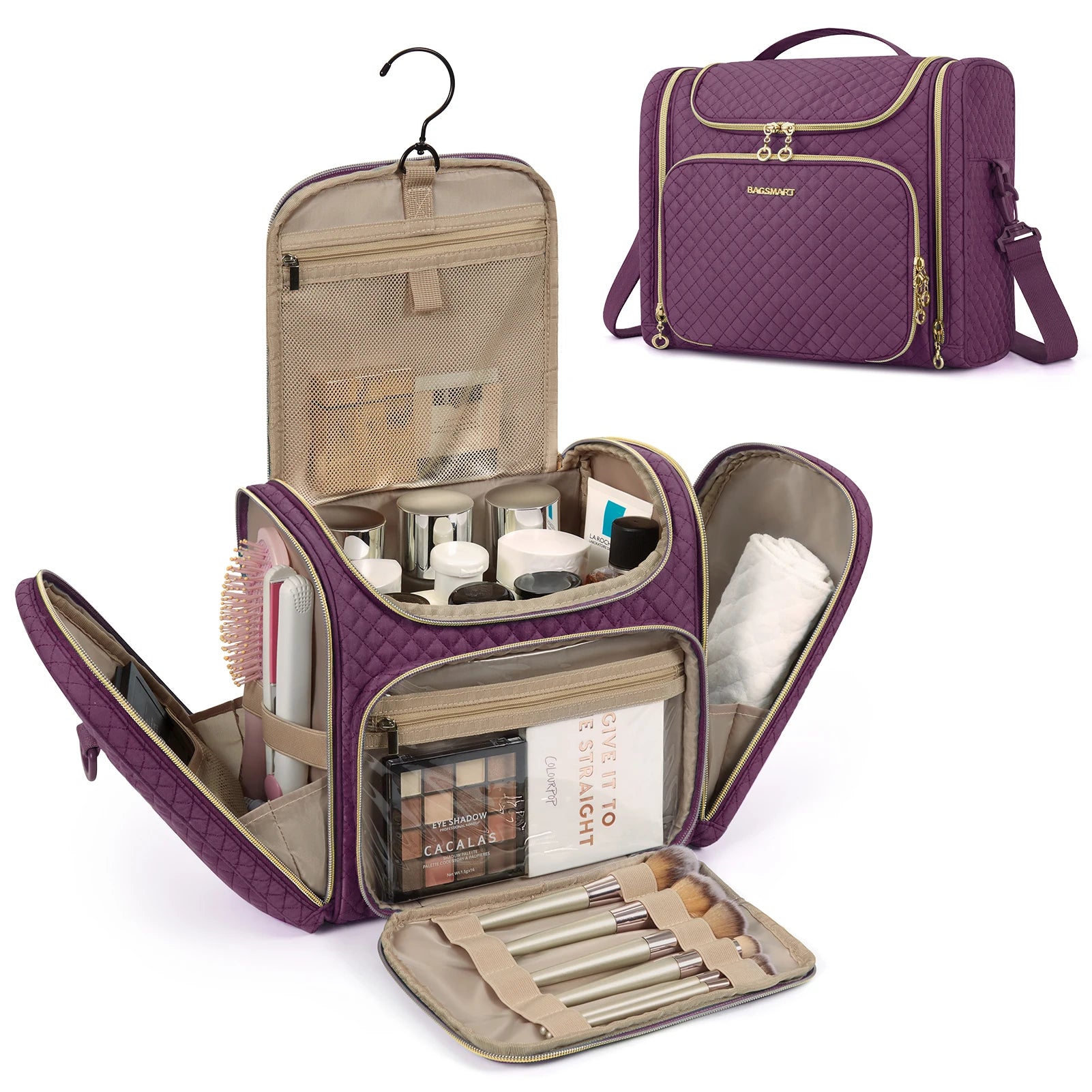 Women's Water-Resistant Makeup Bag – Large Capacity Toiletry & Cosmetic Travel Organiser
