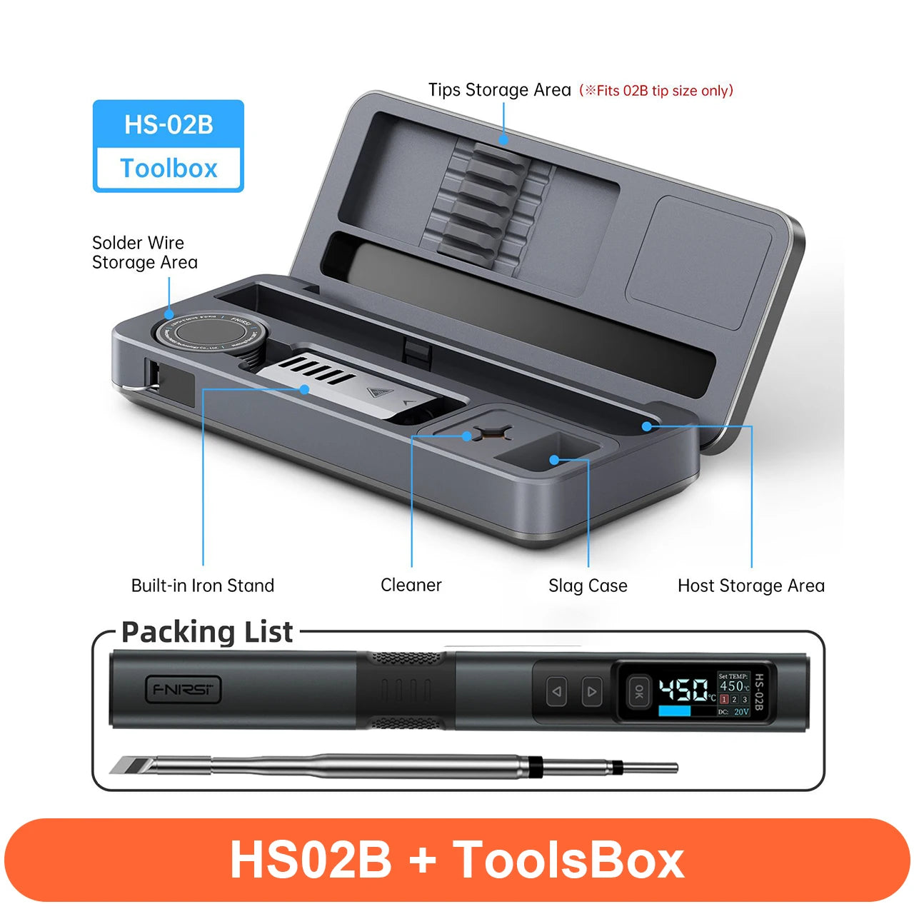HS-02 100W Smart Soldering Iron Kit with C210 Tip & OLED Display