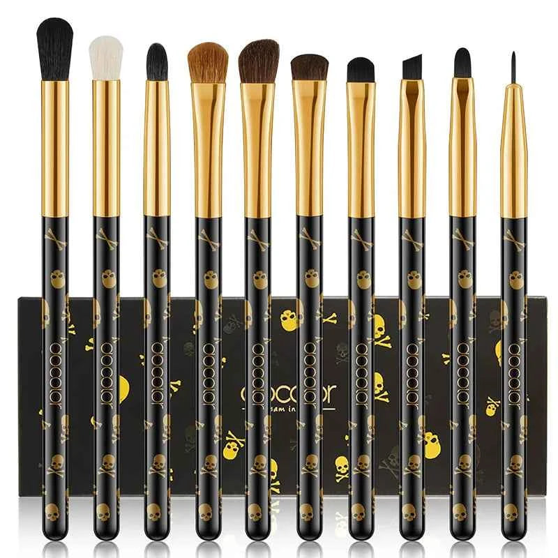 10 Pieces Professional Gothic Skull Makeup Brush Set – Premium Vegan Synthetic Bristles