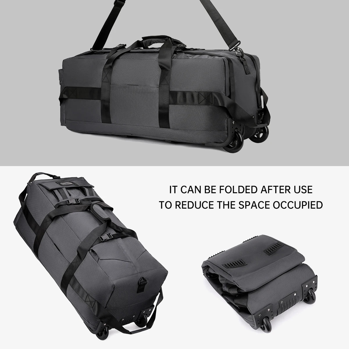 Large-Capacity Portable Roller Duffel Bag
