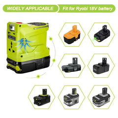 200W Portable Power Inverter & 280LM LED Floodlight | High Utility Mobile Power Compatible With Ryobi 18V Batteries