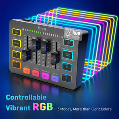 4 Channel RGB Audio Mixer – USB Streaming Mixer with XLR Mic Interface for Podcasts by Snagg An Audio Mixer