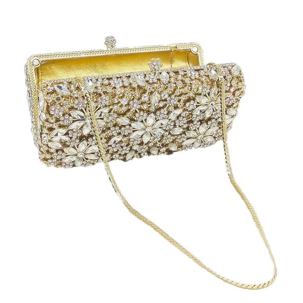 Stone Chain Crystal Evening Clutch
