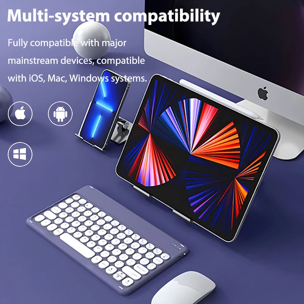 Round Key Bluetooth Wireless Keyboard For Android IOS Huawei Xiaomi Tablet by Snagg A Wireless Keyboard