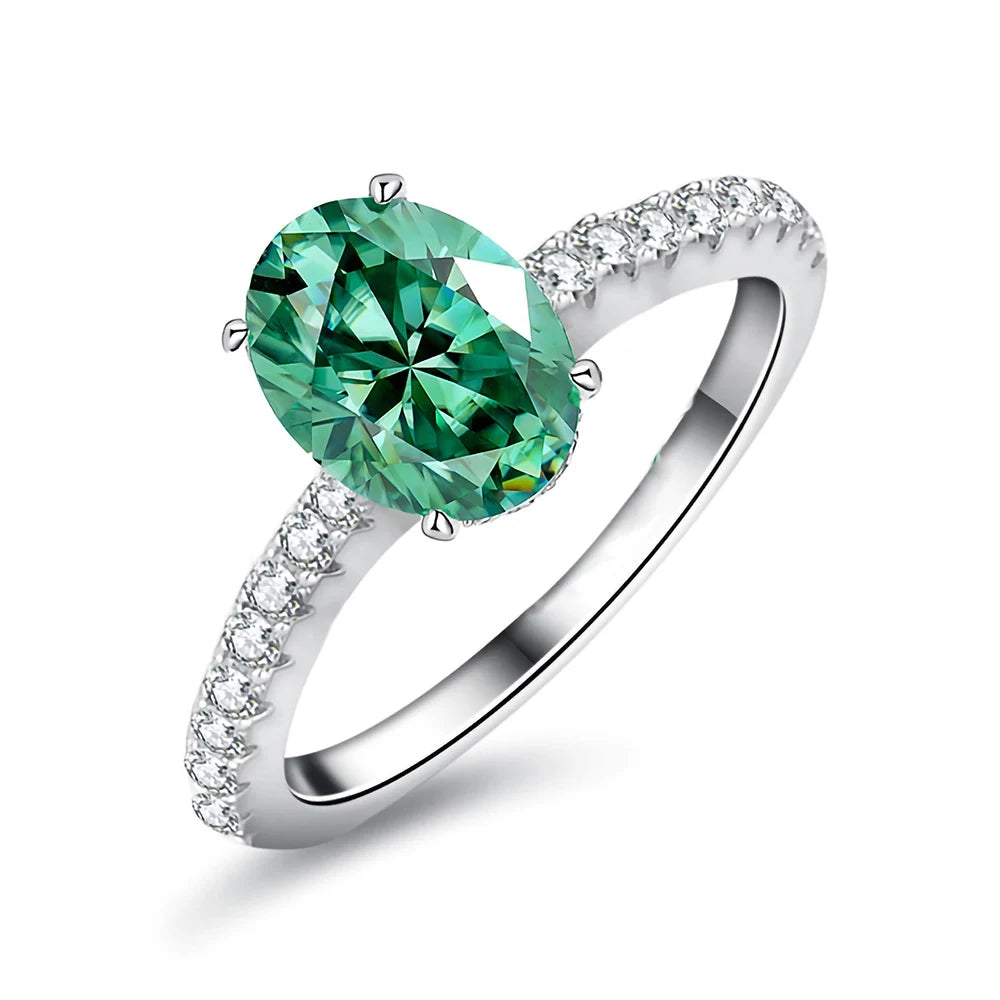 Oval Teal Moissanite Ring by Snagg A Ring