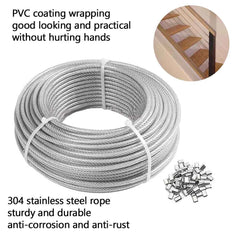 304 Stainless Steel Wire Rope | PVC Transparent Coated Cable 1–6mm for Clotheslines Guardrails 5–100M