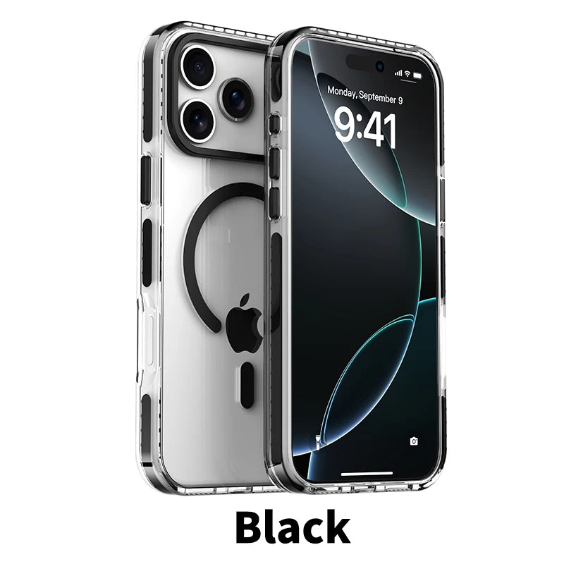 Luxury PE Striped Border MagSafe Phone Case – iPhone 14 Series - Black / Pro - Cases & Covers