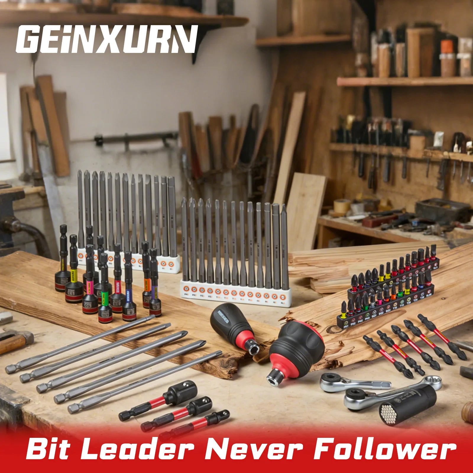 Impact Magnetic Screwdriver Set | Stubby 2-in-1 Ratchet Handle Dual-End Socket Wrench Bits Nut Driver