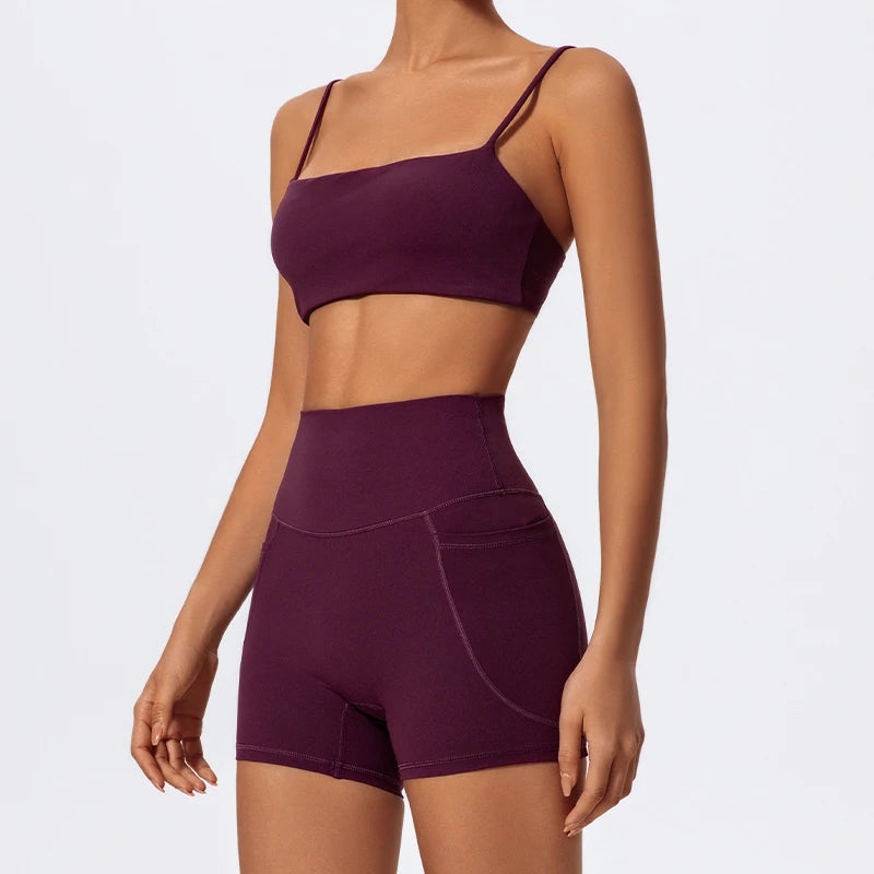 Women's Long Sleeve Workout Suit | Quick-Dry Gym Bra & Short Tracksuit Running Yoga Clothes Set
