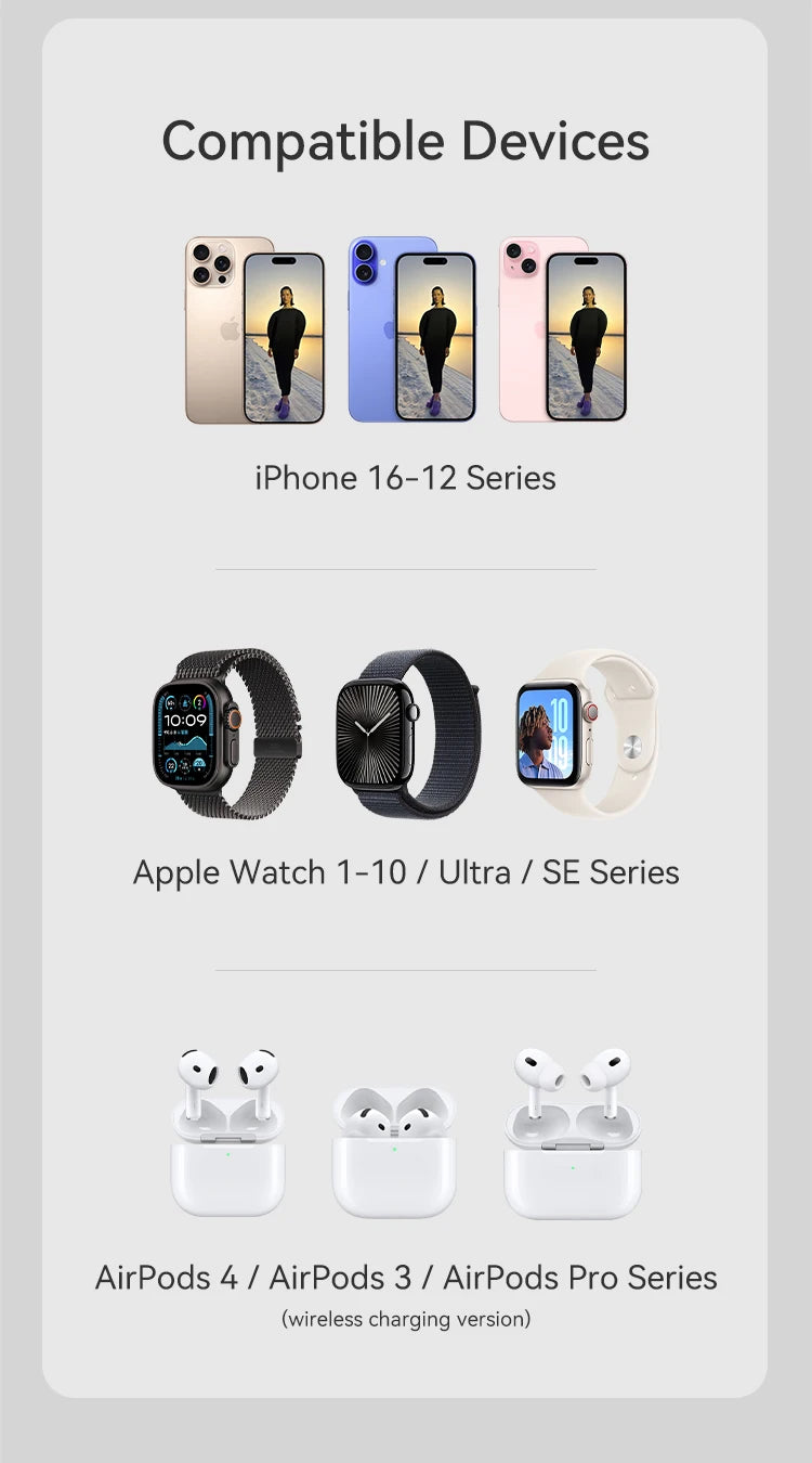 Qi2 Auto-rotate Touch Magnetic 3 in 1 Wireless Charger for IPhone Phones, Watch & AirPods by Snagg A Charging Station