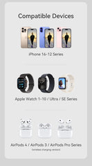 Qi2 Auto-rotate Touch Magnetic 3 in 1 Wireless Charger for IPhone Phones, Watch & AirPods by Snagg A Charging Station