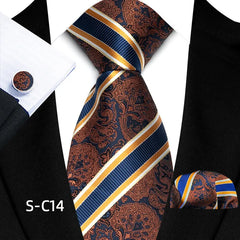 Luxury Business Tie Set — 8cm Men’s Formal Striped Necktie with Matching Accessories