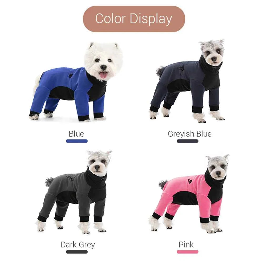 Fleece Dog Jumpsuit with Closed Belly – Warm Winter Overalls for Small Dogs (Cuttable Panel)
