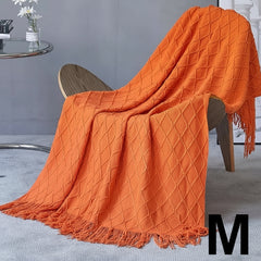 Knitted Throw Blanket – Cozy Comfort with Fringe by Snagg A Throw