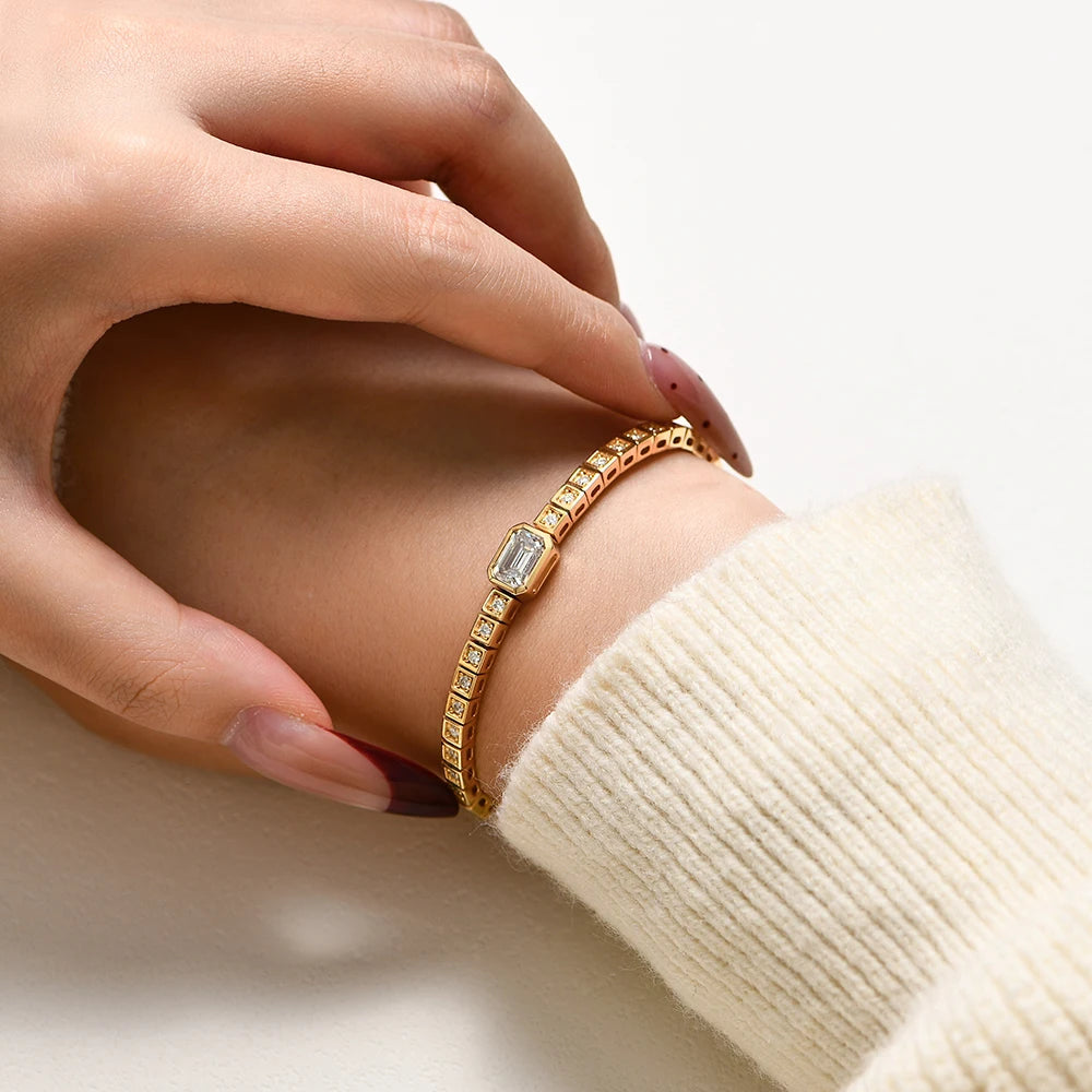 Emerald Cut Moissanite Tennis Bracelet - Bracelets