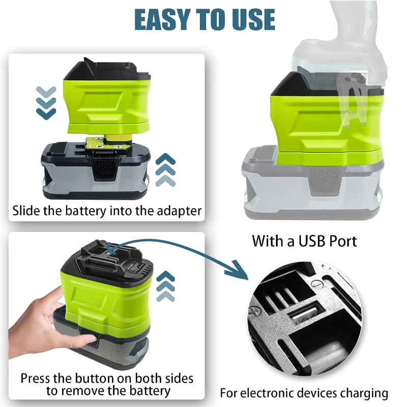 Ryobi 18V battery adapter for Makita, Milwaukee and DeWalt tools – image 8