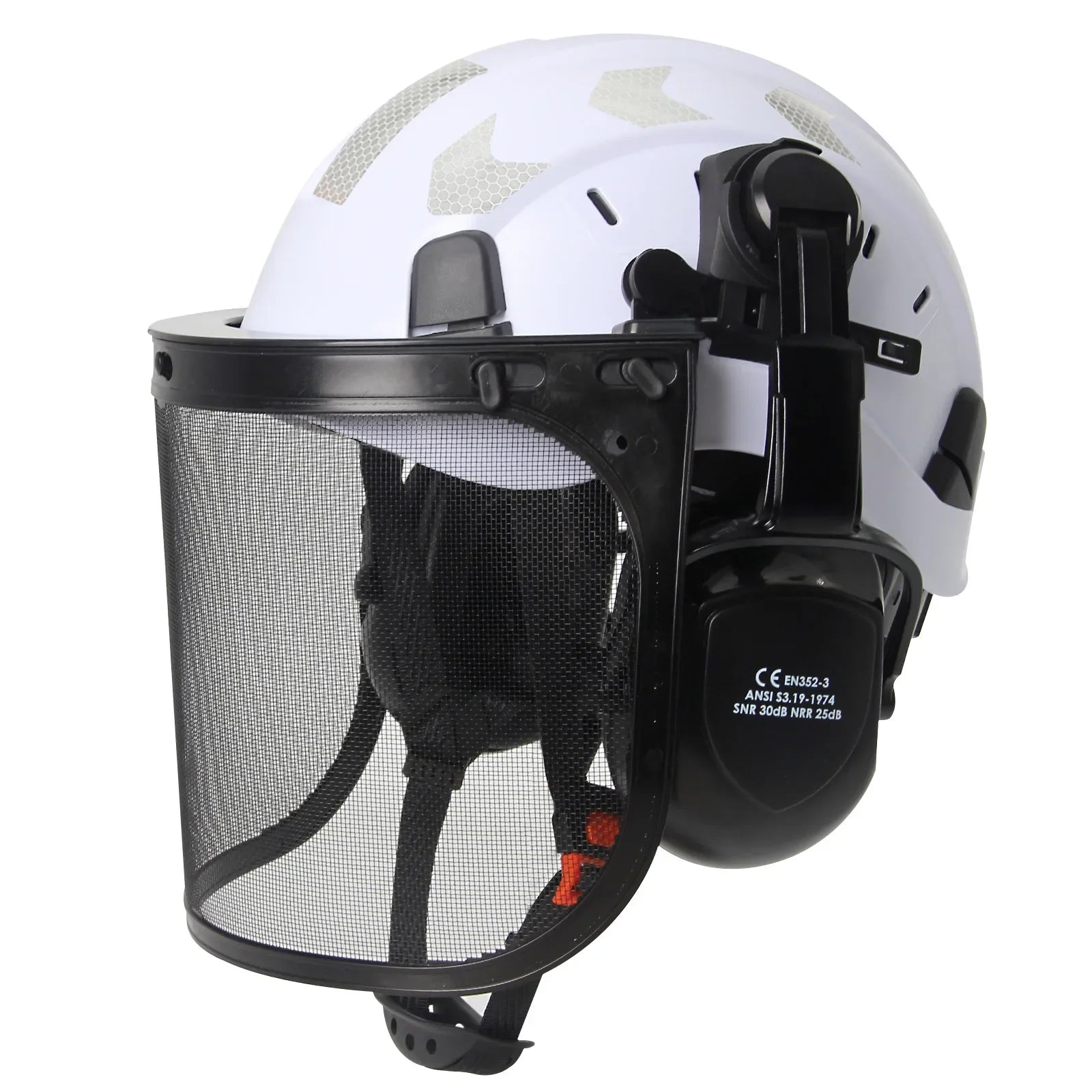 Forestry safety helmet with full face mesh shield and earmuffs – image 9