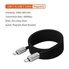 Magnetic 240W USB-C to USB-C Fast Charging Cable by Snagg A Charging Cable