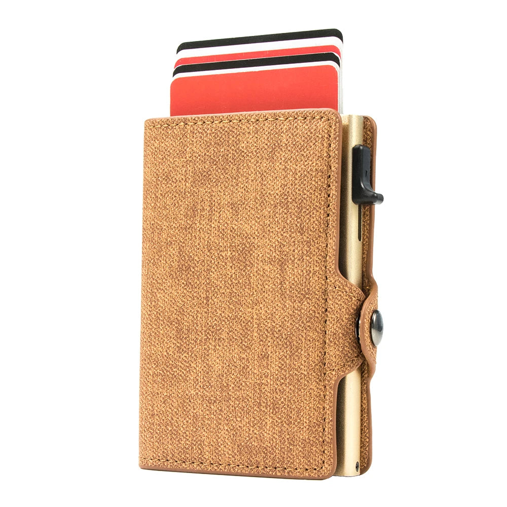 Slim Denim Leather RFID Pop-Up Wallet