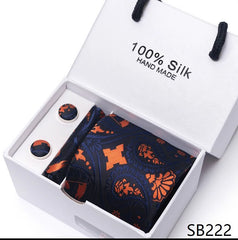 Solid Colour Necktie with Matching Handkerchief & Cufflinks - SB222 - Others In Fashion