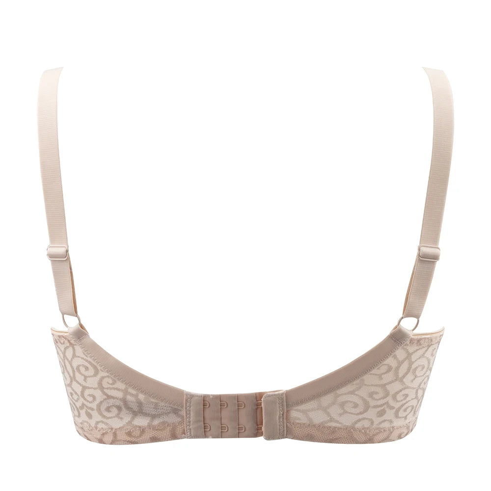 Plus Size Push Up Bra | Floral Lace Mesh Underwire Full Coverage Ultra-Thin