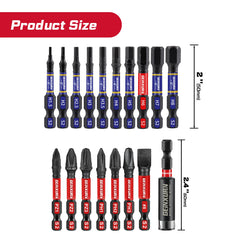 Mixed 2” Impact Screwdriver Bits Set – PH/HEX/PZ Magnetic S2 Steel with Soft Hanging Strips