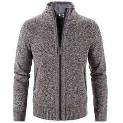 Men’s Single Breasted Knit Cardigan | Slim Fit Mandarin Collar Sweater Coat