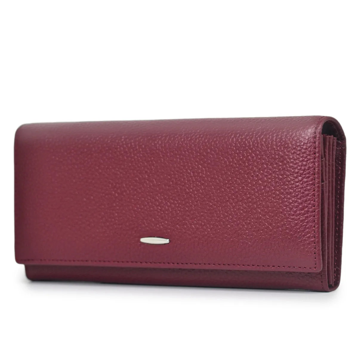 Luxury Wine Red Leather Long Wallet