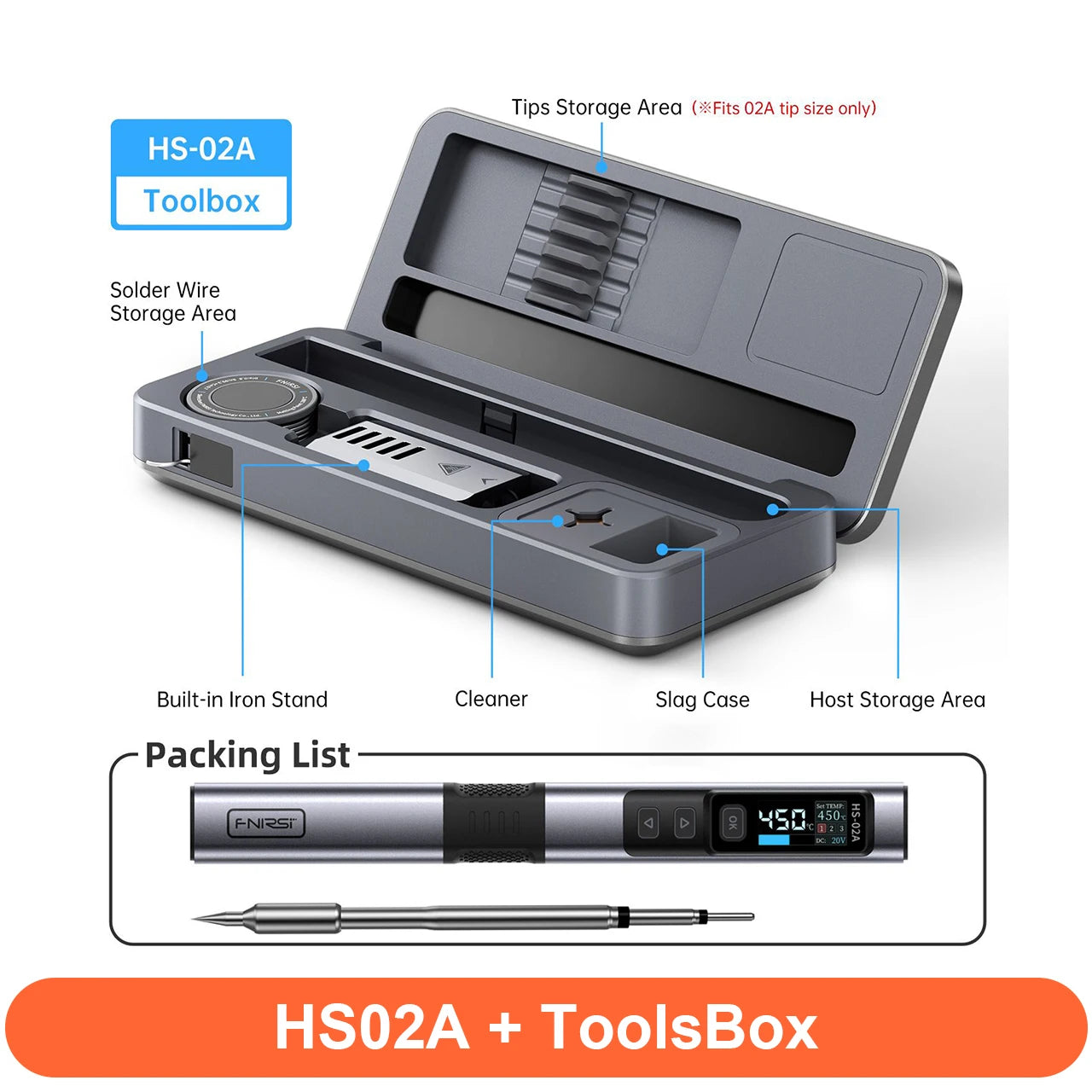 HS-02 100W Smart Soldering Iron Kit with C210 Tip & OLED Display