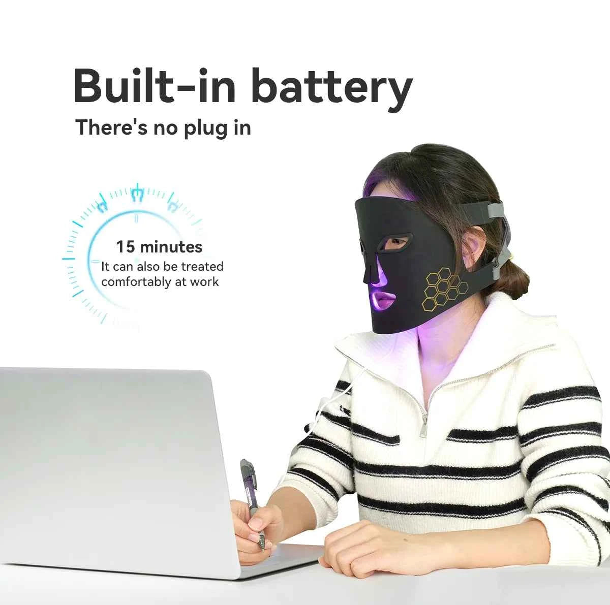 Portable Red Infrared Blue LED Light Therapy Face Mask