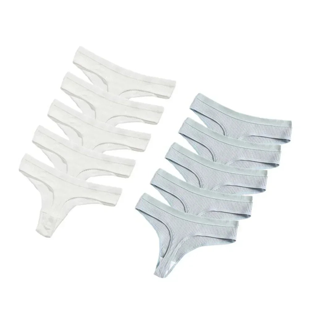 Seamless Cotton G-String 10-Pack | Breathable Thong Solid Colour Plus Size Women's Underwear