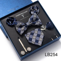 Complete Silk Tie Set for Men — Bow Tie, Necktie, Pocket Square & Accessories